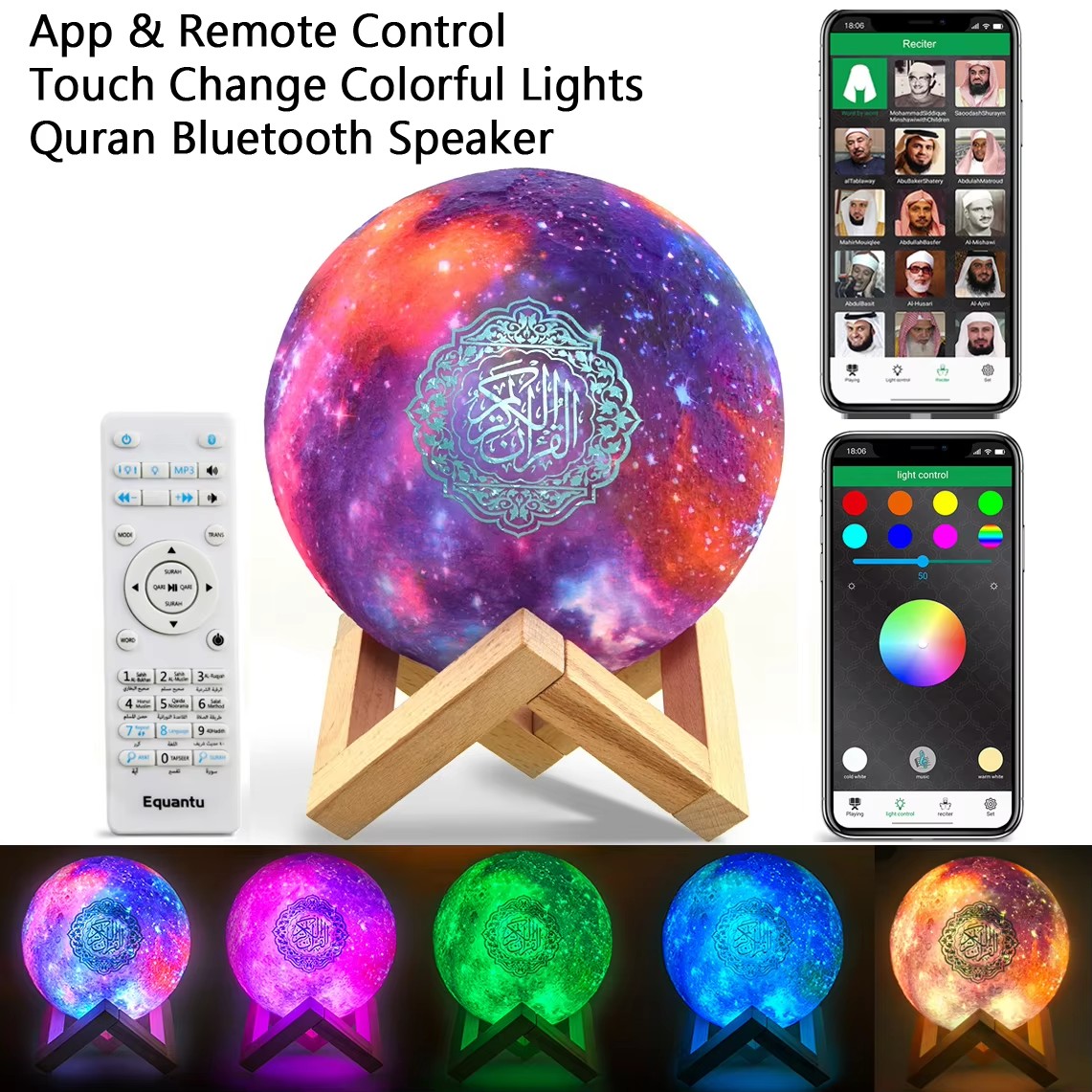 Audio Music Islamic - Speaker Bluetooth Al-Quran Portabel Nirkabel, Lampu