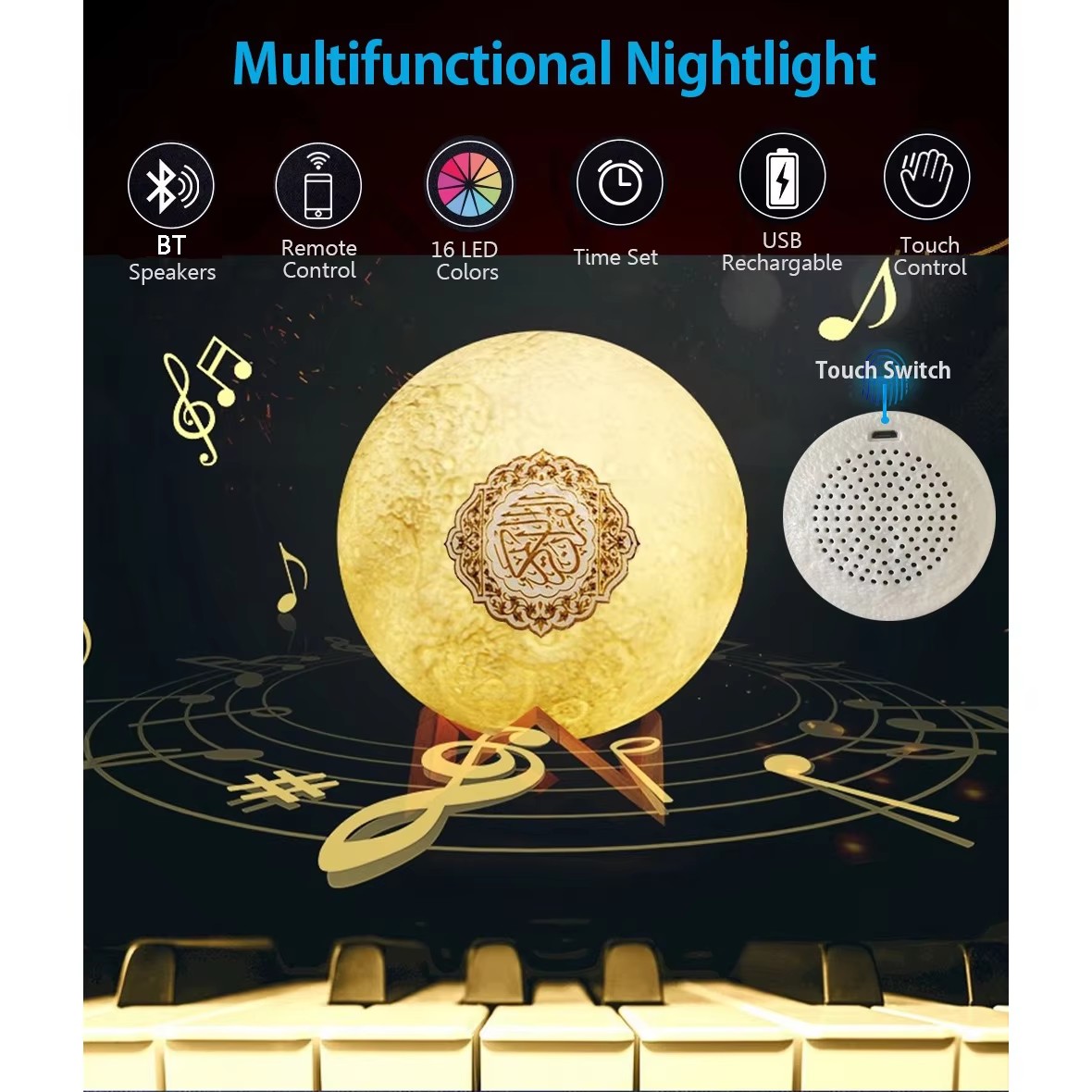 Lampu Malam Speaker Bluetooth  - Audio Music Islamic ulasan dan harga